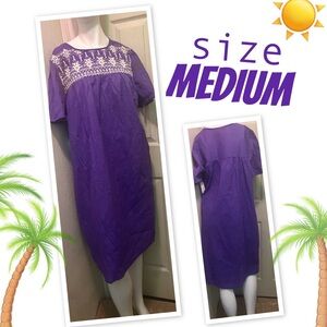 Purple Embroidered Women's Dress